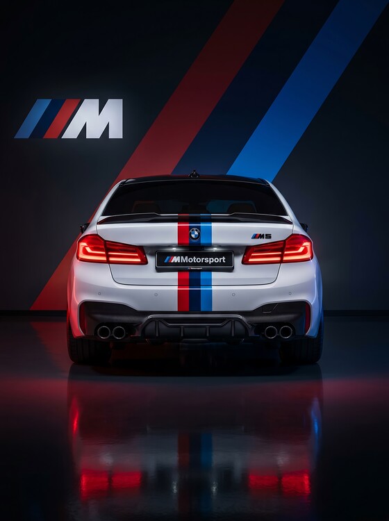 Poster BMW M5 Rear View Poster - M Tri-Stripe Racing Decor