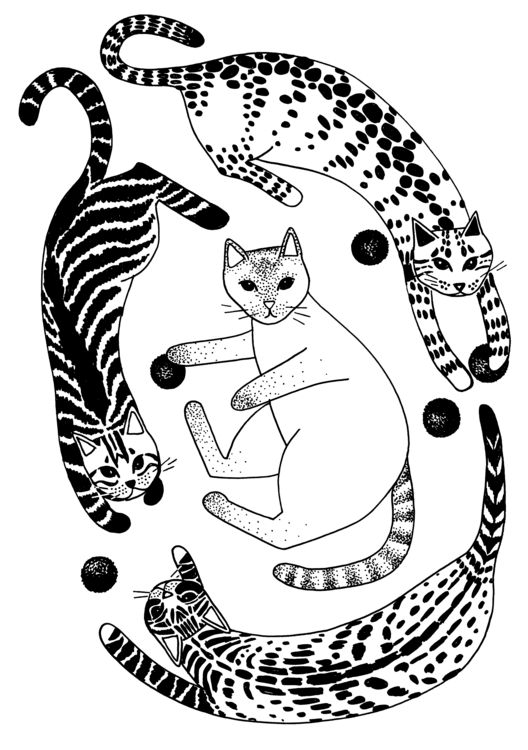 T-shirt Playful gatines (b&w)