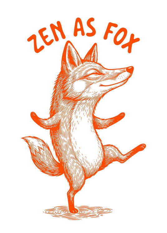 Plakát Zen Yoga Fox Vintage Etching