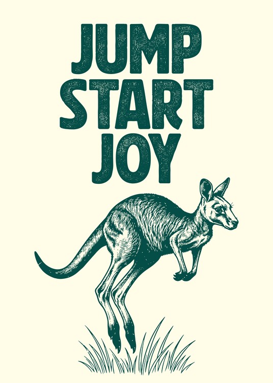 Plakát Jump Start Joy - Retro Kangaroo Art Print poster
