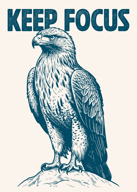 Poster Keep Focus - Vintage Motivational Eagle