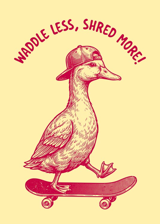 Poster Fresh Feather Skater - Duck Vector Minimalist Art