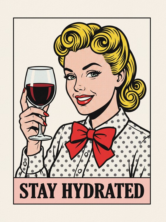 Poster Pop Art Wine Woman