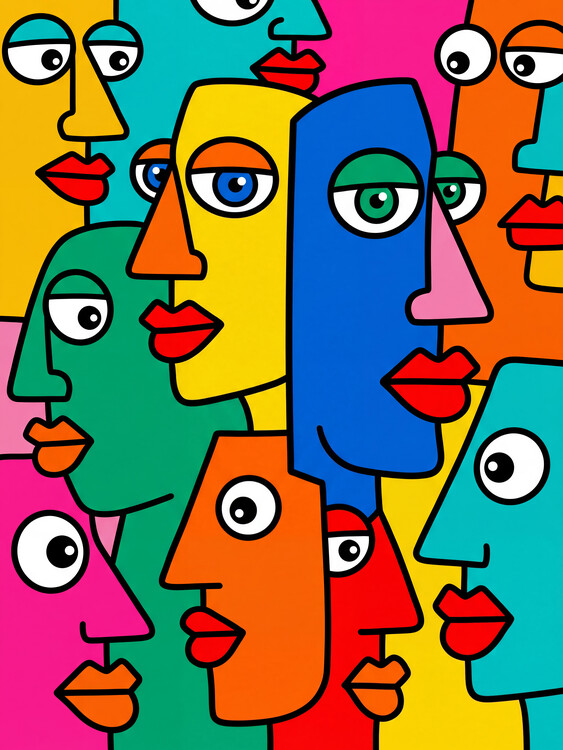 Poster Colorful Abstract Faces