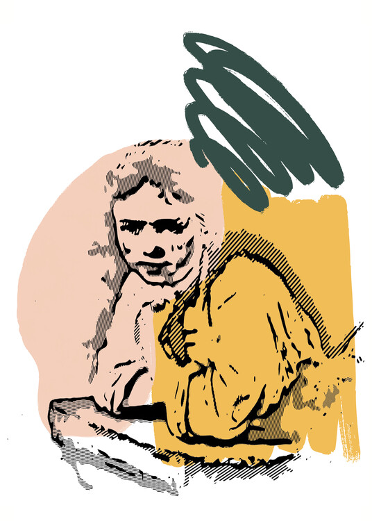 Poster Pensive Woman Portrait