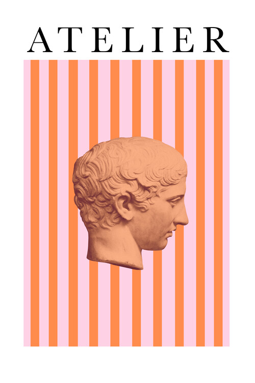Poster Classical Head Pink Stripes