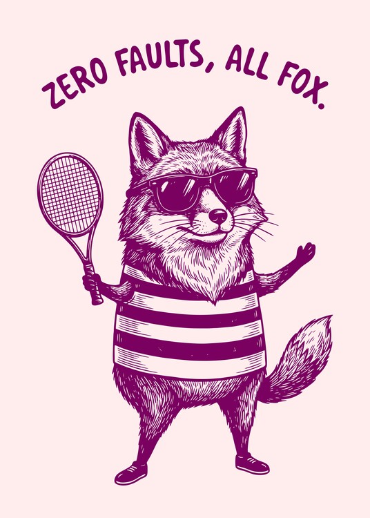 Poster Cool Retro Tennis Fox Vintage Etching