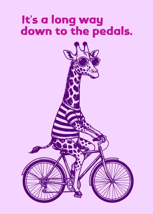 Poster Hipster Giraffe on a Bicycle Vintage Poster