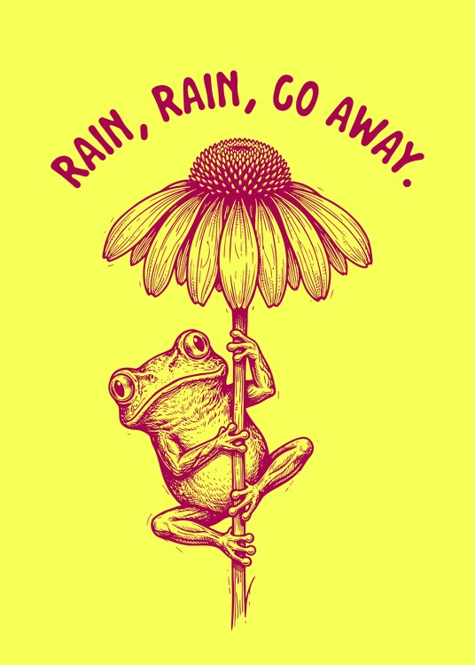 Poster The Frog Umbrella: Whimsical Botanical Illustration