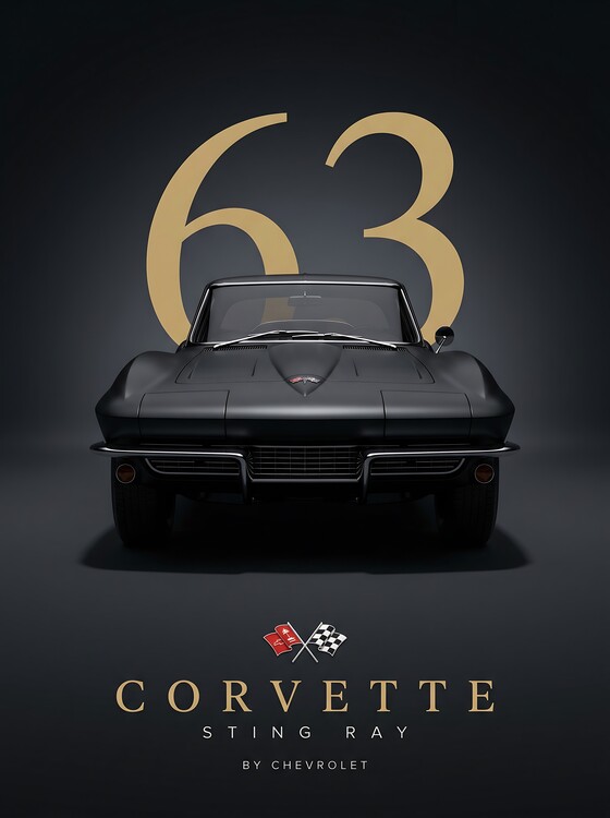 Poster The Matte Black 1963 Corvette Sting Ray