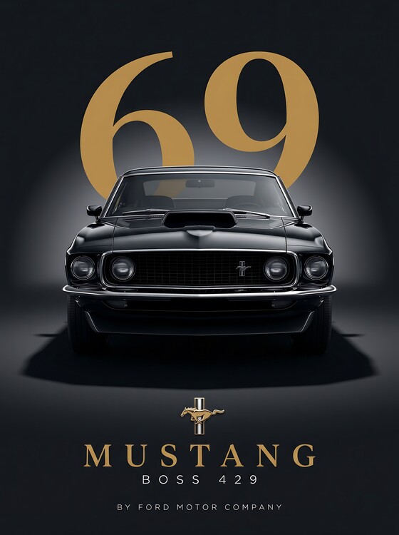 Plakát The Menacing Silhouette of the Ford Mustang1969 Boss