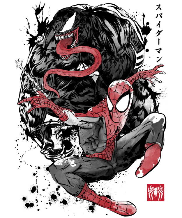 T-Shirt The Spider and the Symbiote sumi e