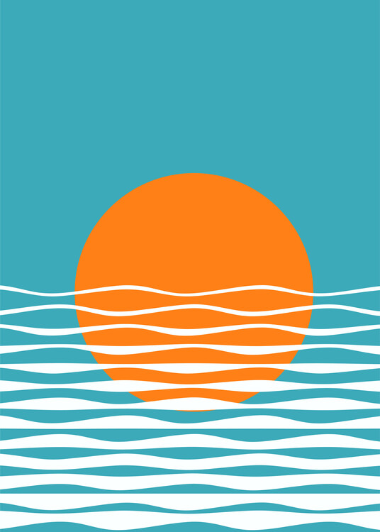 Poster Sunset Ocean Minimalist Art