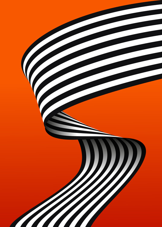 Poster Black and White Stripe Ribbon