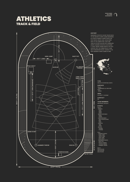Αφίσα Athletics Track and Field Diagram Olympics Blueprint