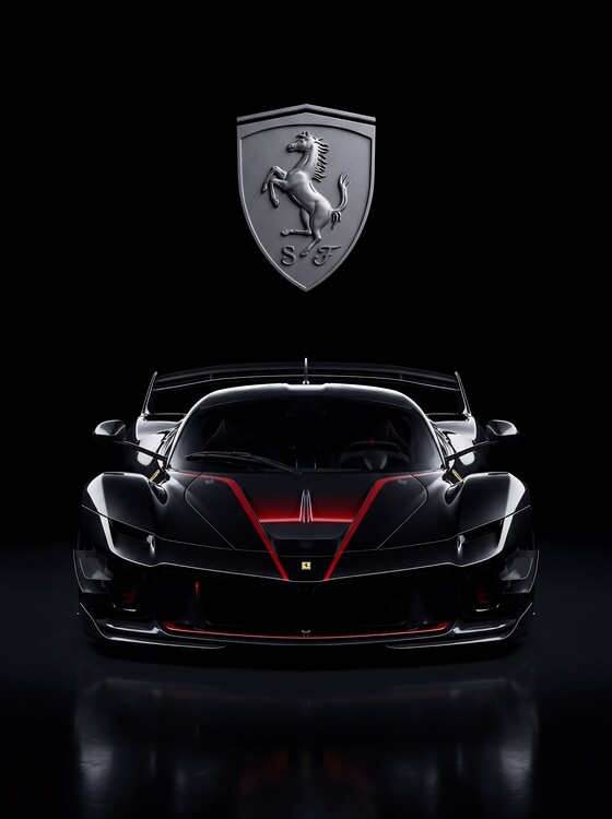 Canvas-taulu Ferrari FXX Obsidian Stallion Rising in Crimson Shadows
