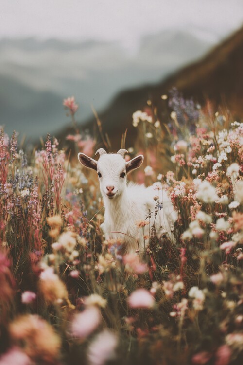 Poster Goat in bloom