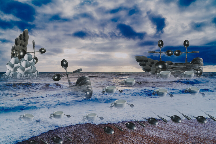 Плакат Teaspoon saling ship saling through salt Dean beach