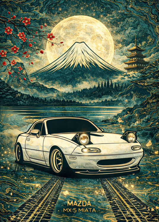 Poster Mazda MX-5 Miata Moonlit Japan