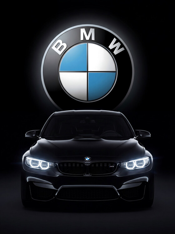 Poster BMW: A Striking Front-Facing Portrait