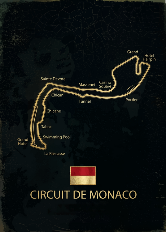 Póster Circuit de Monaco Vintage Formula 1 Track Map