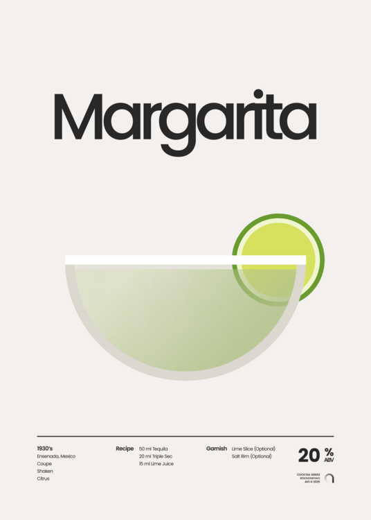 Poster Margarita Cocktail Minimalist Illustration