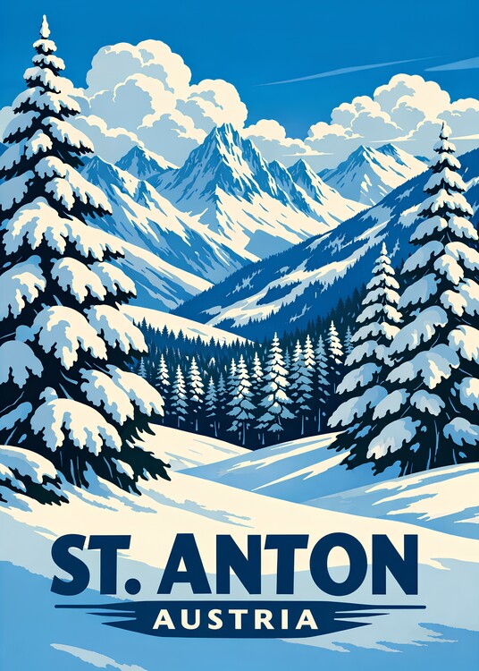 Poster ST Anton Austria Landscape Travel