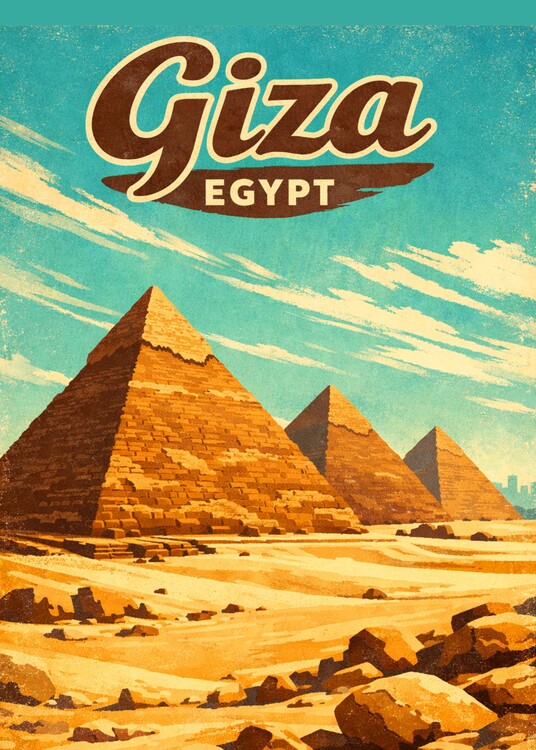Poster Vintage Giza Egypt Landscape Travel