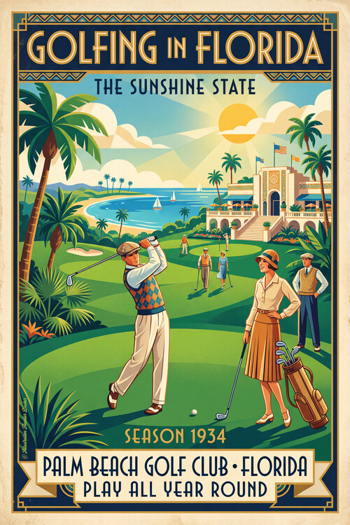 Poster Golf in Florida Palm Beach 1934