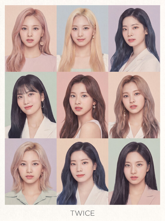 Poster TWICE: Nine Radiant Stars in a Pastel Symphony