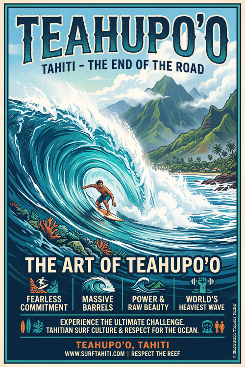 Poster Tahiti Surfing