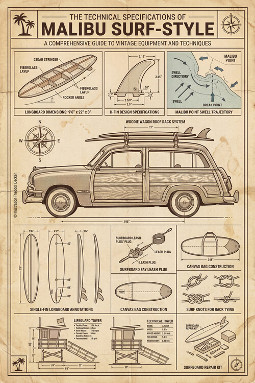 Poster Malibu Surf Style