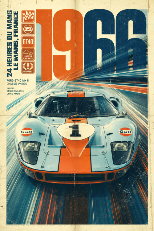 Plakat Ford GT40 1966 Le Mans France