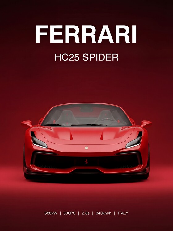 Плакат Ferrari HC25 Spider: A Powerful Front-Facing Portrait