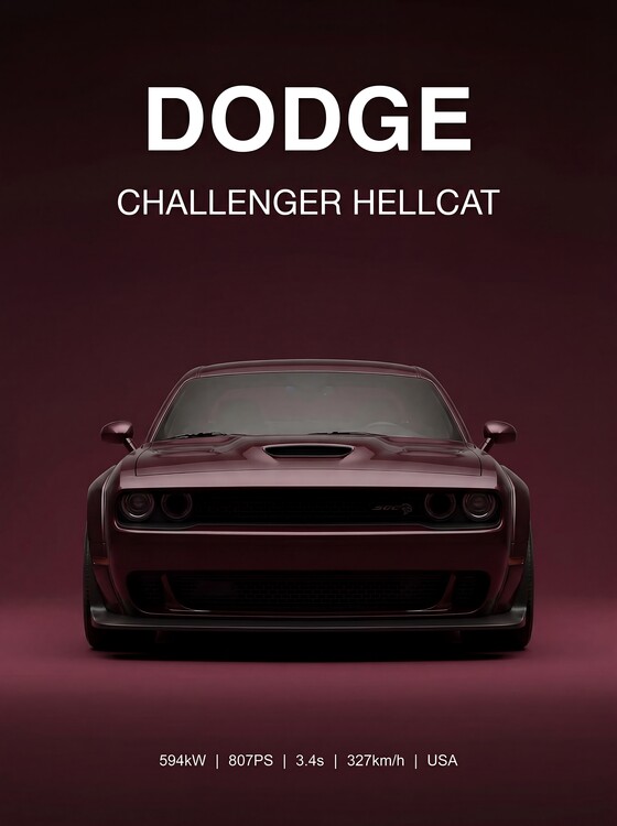Плакат Dodge Challenger Hellcat: A Menacing Portrait