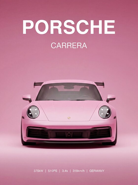 Плакат Porsche Carrera: A Striking Front-Facing Portrait