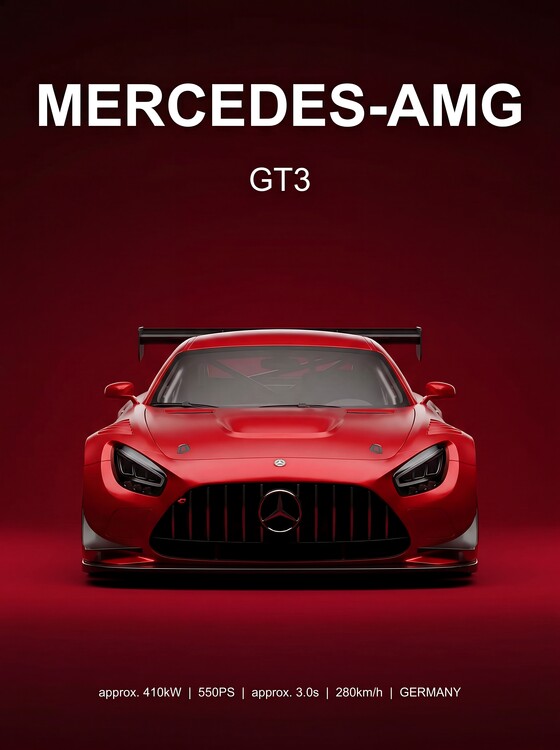Плакат Mercedes-AMG GT3: A Powerful Front-Facing Portrait