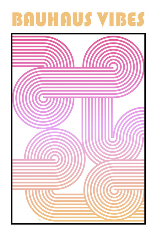Poster Bauhaus Retro Gradient Curves