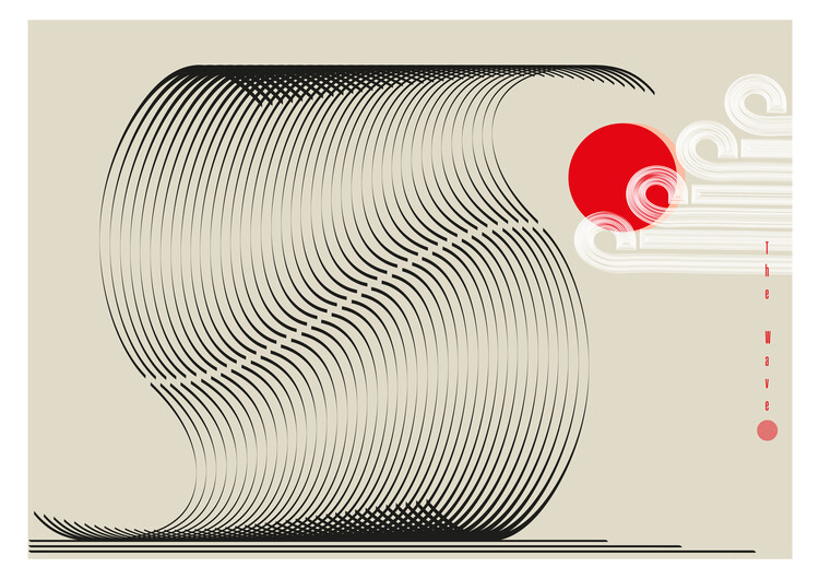 Plakat Japanese Flowing Sun