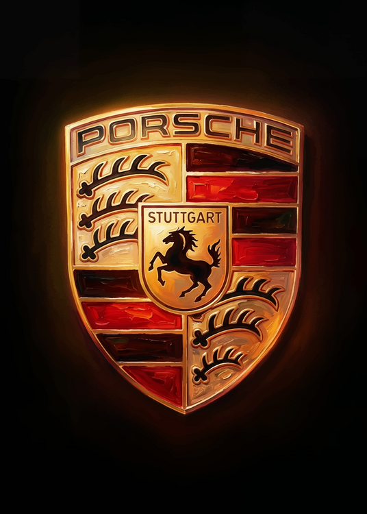 Poster Porsche Crest Oil Painting