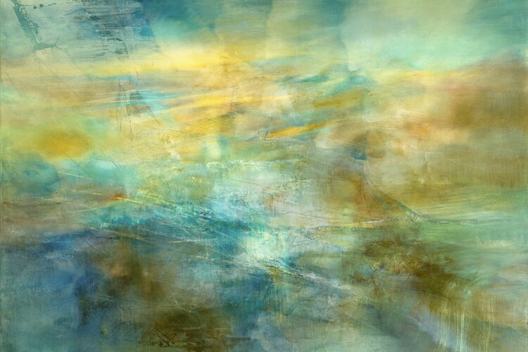 Poster Green And Blue In Golden Glow