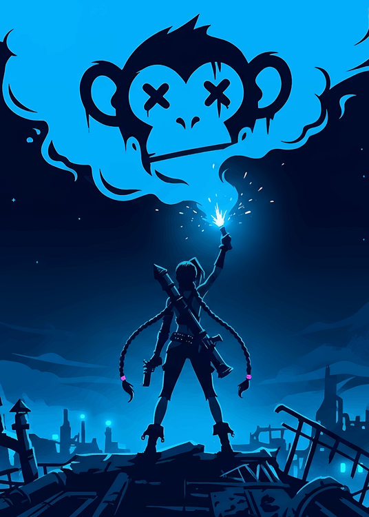 Плакат Arcane Jinx Flare Silhouette - Leage of Legends