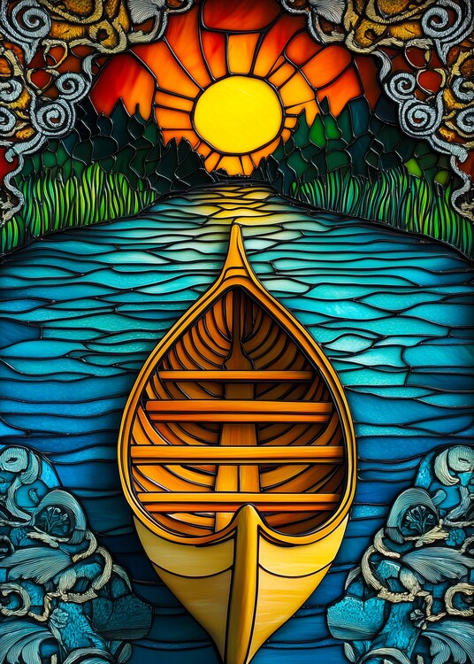 Plakát Sunset Canoe Journey