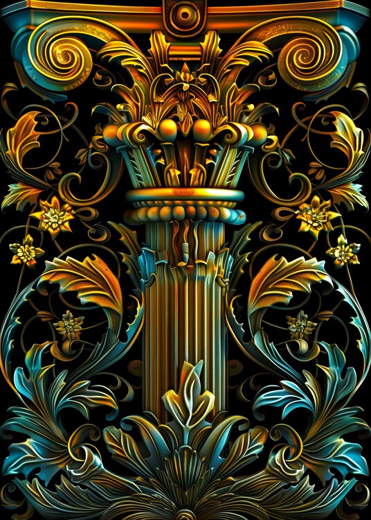 Plakát Corinthian Column Capital Poster – Luxury Classical Architec