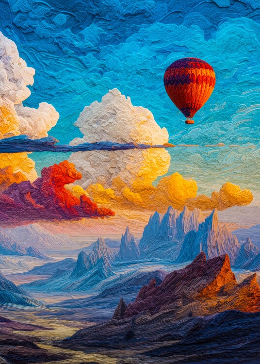Plakát Hot Air Balloon Fantasy Landscape Poster – Colorful Dreamsca