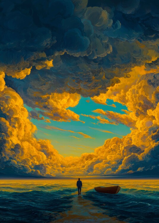 Plakát Ocean of Clouds Fantasy Poster – Surreal Seascape Wall Art –