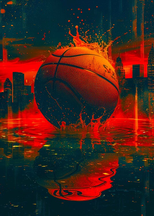 Plakát Basketball Splash Poster – Urban Sports Wall Art – Dynamic B