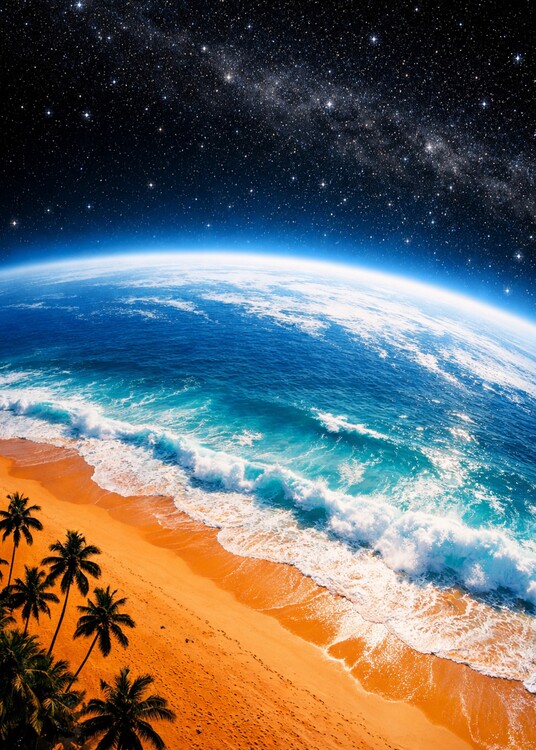 Plakát Earth from Space Over Tropical Beach