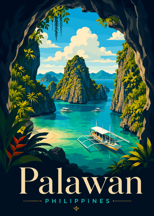 Poster Palawan Philippines Travel Poster | Tropical Island Wall Art
