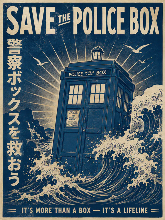 Плакат Doctor Who Save the Police box Vintage Poster